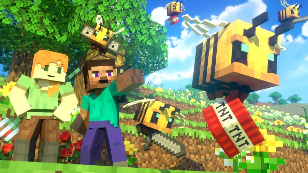 bees_fight_alex_and_steve_life_(minecraft_animation)